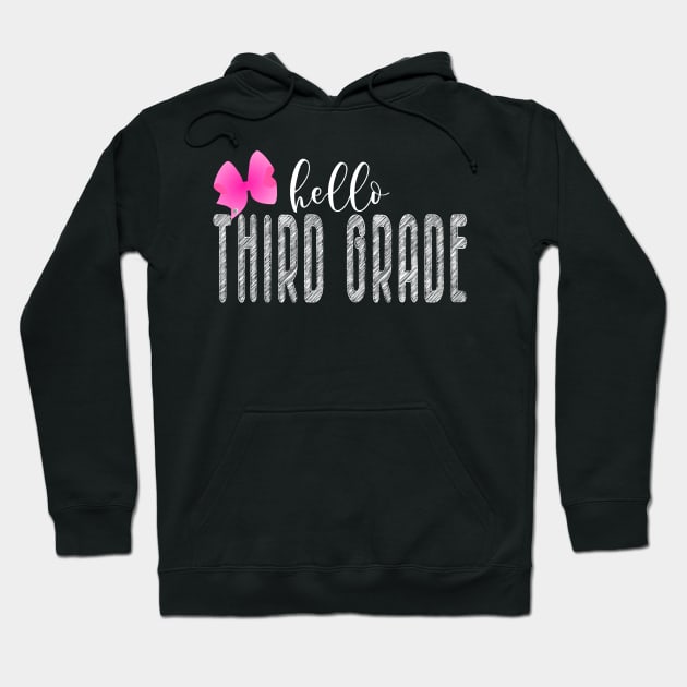 Hello Third Grade - Cute Pink Bow First Day of School for Girls and Teachers Hoodie by JPDesigns